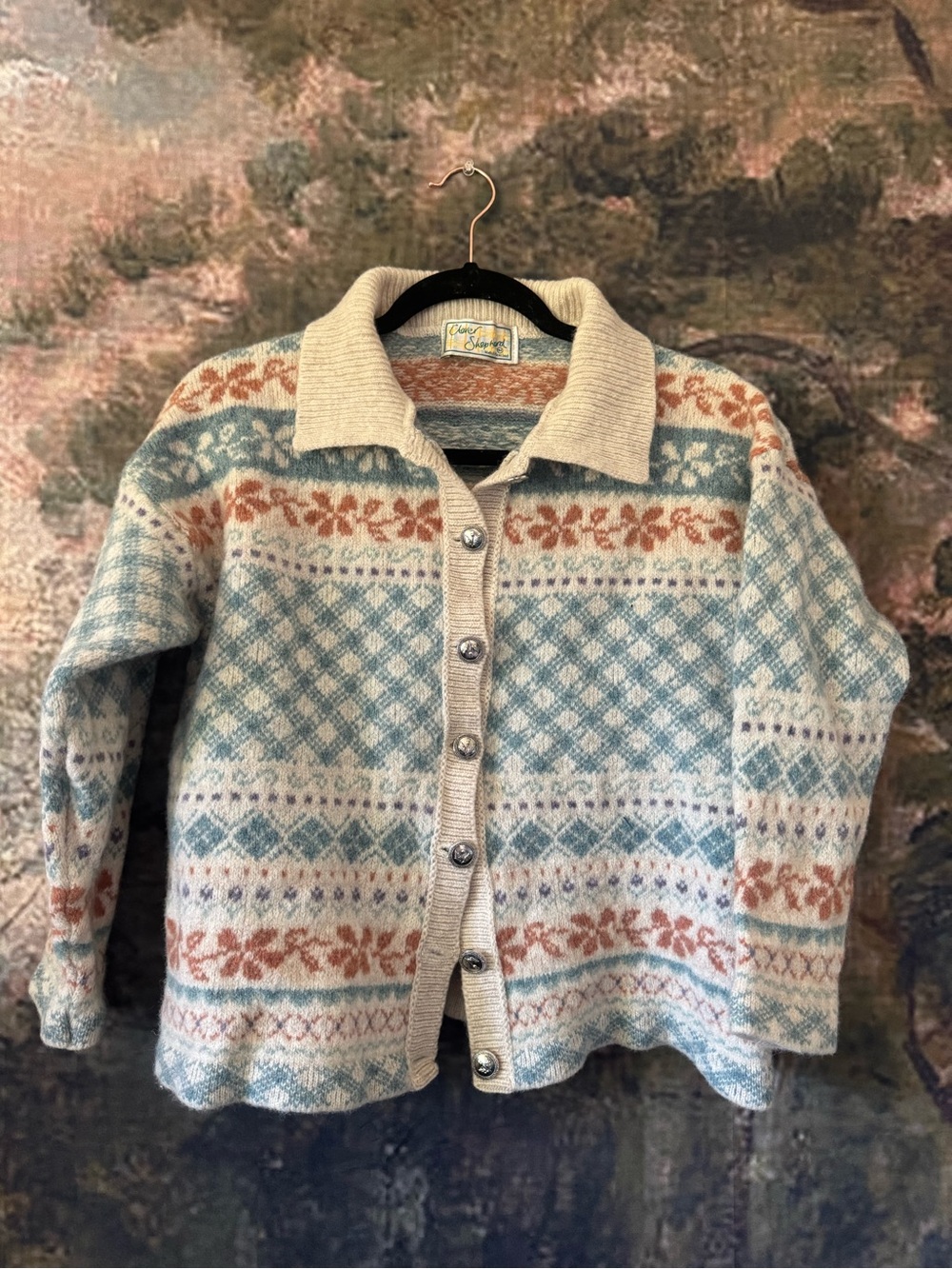 Vintage Wool Cardigan Sweater Made in Scotland